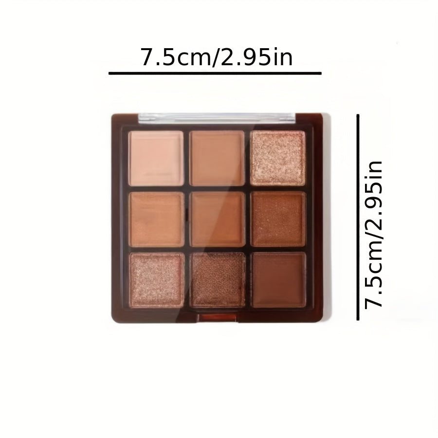 9-Color Autumn/Winter Eyeshadow Palette - Rich Smoky Browns, Radiant Mattes, Lustrous Pearls & Glam Glitter Finishes - Seasonal Beauty Must-have for a Chic Look