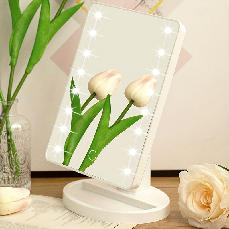 1pc 16LED Makeup Mirror Light, LED Touch Adjustable Light 3 Light Modes with Lighted Dressing Mirror, Portable Dormitory Bedroom Desktop Makeup Mirror Light
