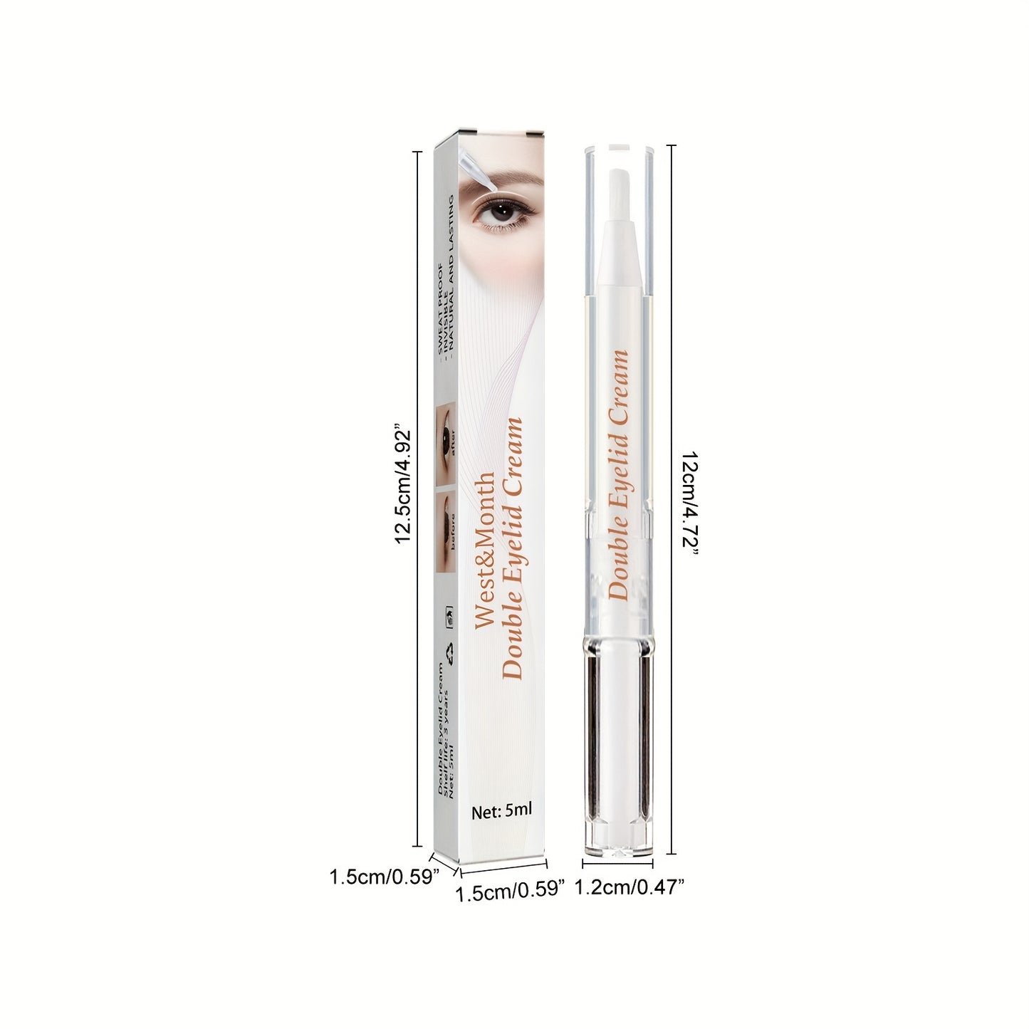 5ml MiracleLift Double Eyelid Setting Cream - Long-Lasting, Waterproof, Quick-Drying Formula for Bigger, Brighter, Traceless Eyes - Invisible Beauty Enhancement