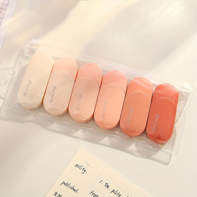 6pcs Correction Tape With Gentle Style High Beauty Girl Correction Tape With Silent And Simple Cute Internet Red Fairy Gas Correction Tape