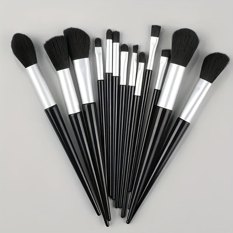 13-Piece Makeup Brush Set, Soft Fluffy Synthetic Bristles, For Foundation, Powder, Eyeshadow, Kabuki & Cosmetic Blending, Includes Beauty Sponge
