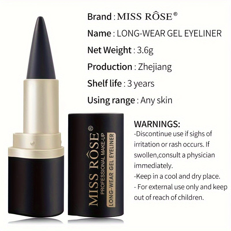 Waterproof Gel Eyeliner Pen - Lustrous Matte Finish, Ultra-Fast Drying, Smudge-Resistant, Intense Color - Perfect for Flawless Day to Night Makeup - Korean Beauty Inspired, Single Head