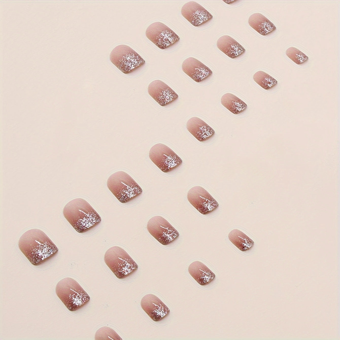 24pcs Short Square Black Vine Dark Butterfly Leaves French Color Matching Fashion European and American Ins Style Sweet Cool All-match Hot Girl Black Beauty Glitter Wearable Removable False Nail Roll One & Jelly Glue One