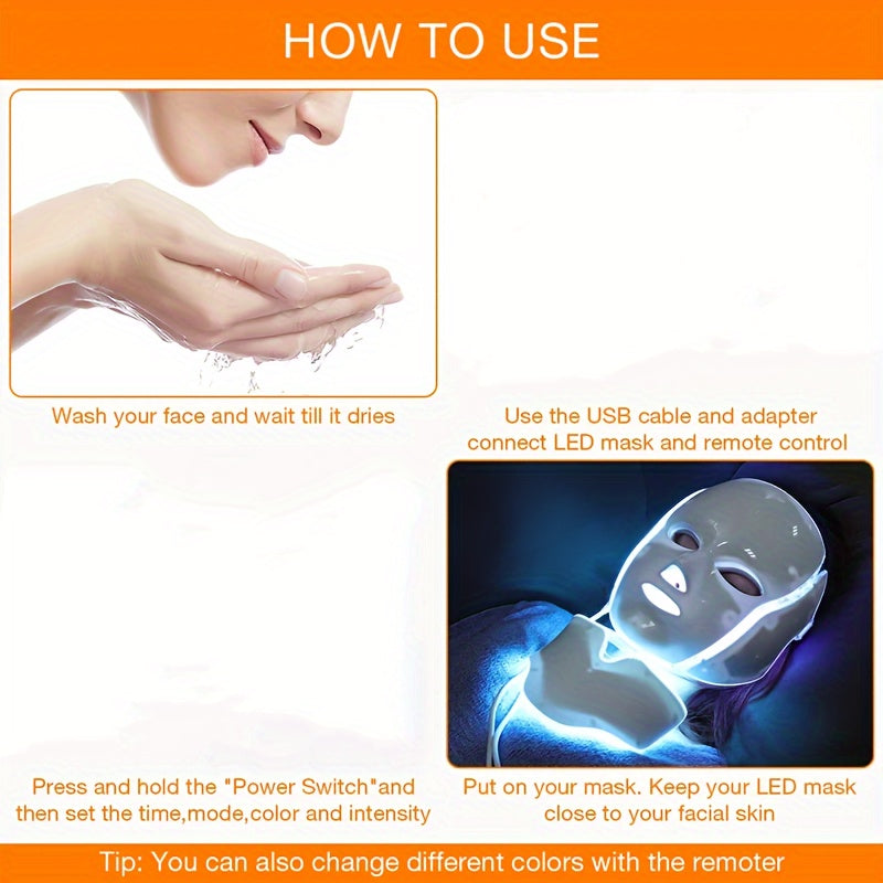 7 Colors LED Facial Mask For Skin Care Beauty Care - Perfect Gift For Women And Friends Valentine's Day Gift