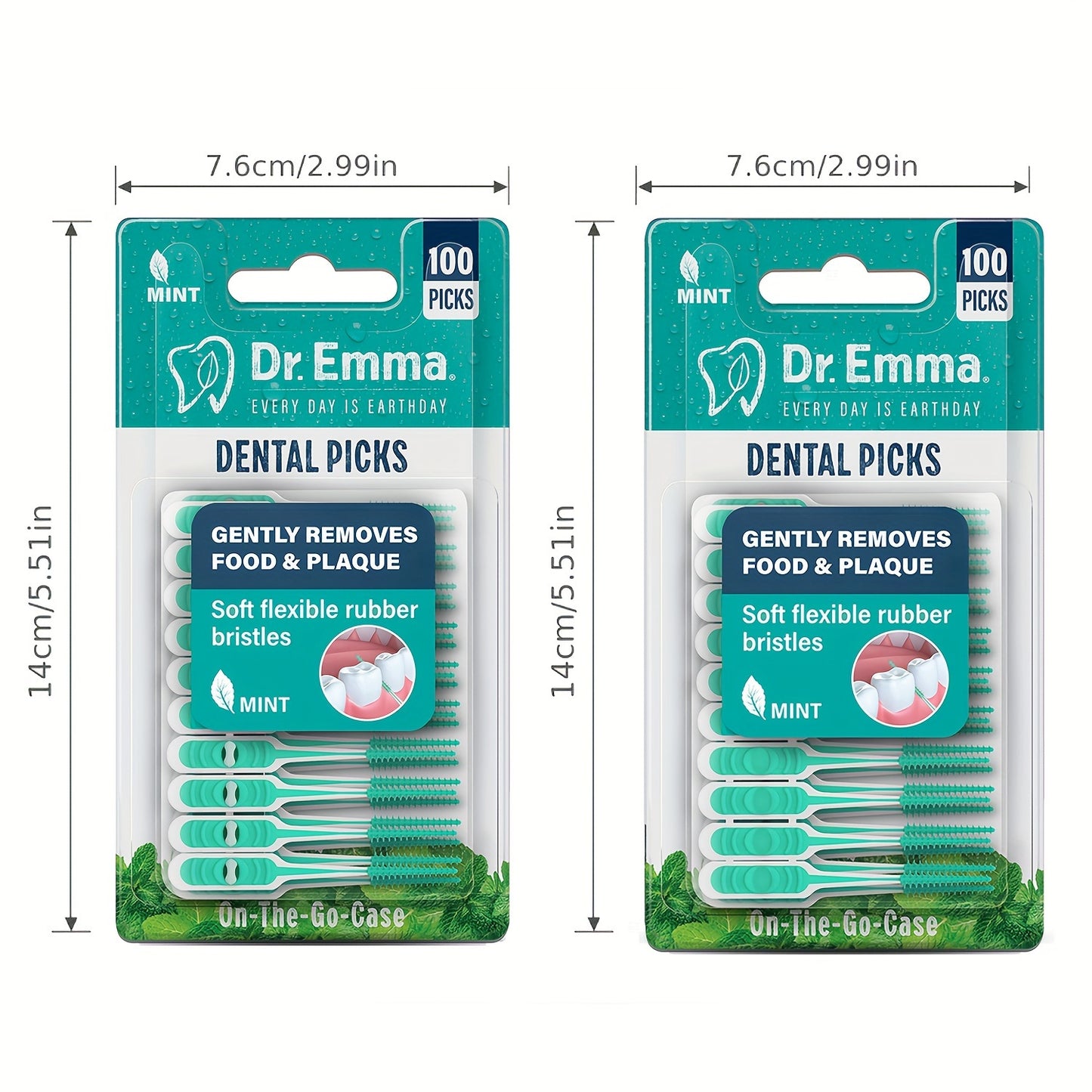 100pcs/Pack Soft Rubberized Dental Picks Mint Brush Picks, Floss Interdental Brush Cleaners, Single Oral Health Interspace Brush, Stubborn Stains Removal, Orthodontic Dental Toothbrush Braces Cleaning Toothbrush travel must h