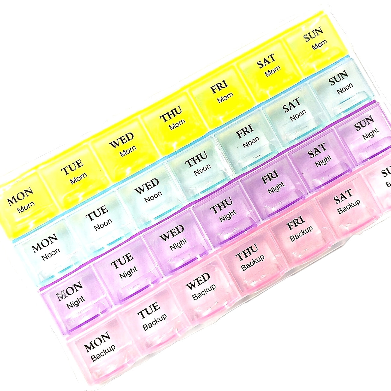 Colorful 28-Compartment Pill Organizer - Portable, Large Capacity Health Care Box, Durable Plastic, Easy-to-Use with Day & Time Labels, 0.98x4.72 inches - Perfect for Daily Medication Management, Pill Box