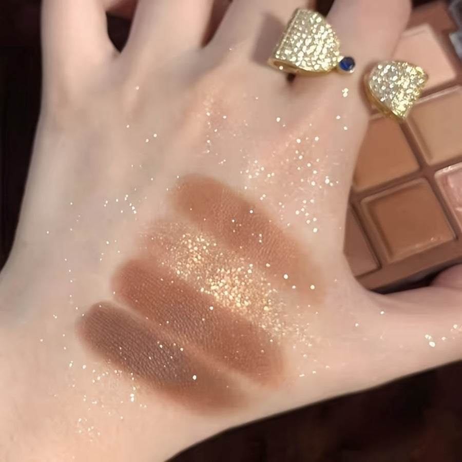 9-Color Autumn/Winter Eyeshadow Palette - Rich Smoky Browns, Radiant Mattes, Lustrous Pearls & Glam Glitter Finishes - Seasonal Beauty Must-have for a Chic Look