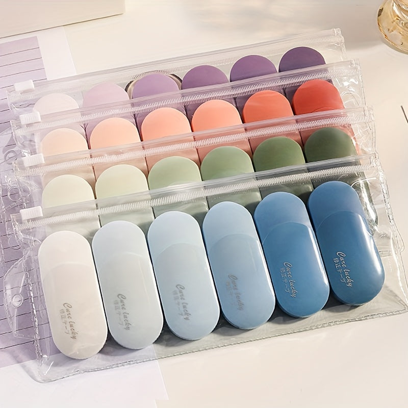 6pcs Correction Tape With Gentle Style High Beauty Girl Correction Tape With Silent And Simple Cute Internet Red Fairy Gas Correction Tape