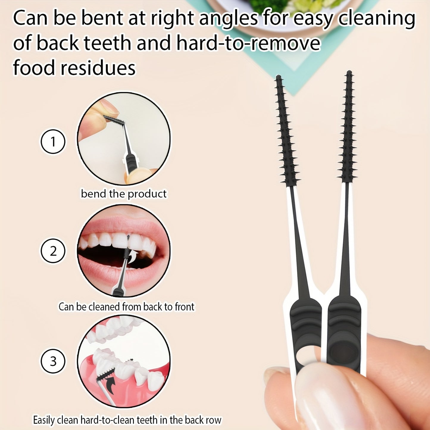 100pcs/Pack Interdental Brush Cleaners, Oral Health Interspace Brush, Stains Removal, Orthodontic Dental Toothbrush Braces Cleaning Toothbrush For Teeth Detail Cleaning travel must have