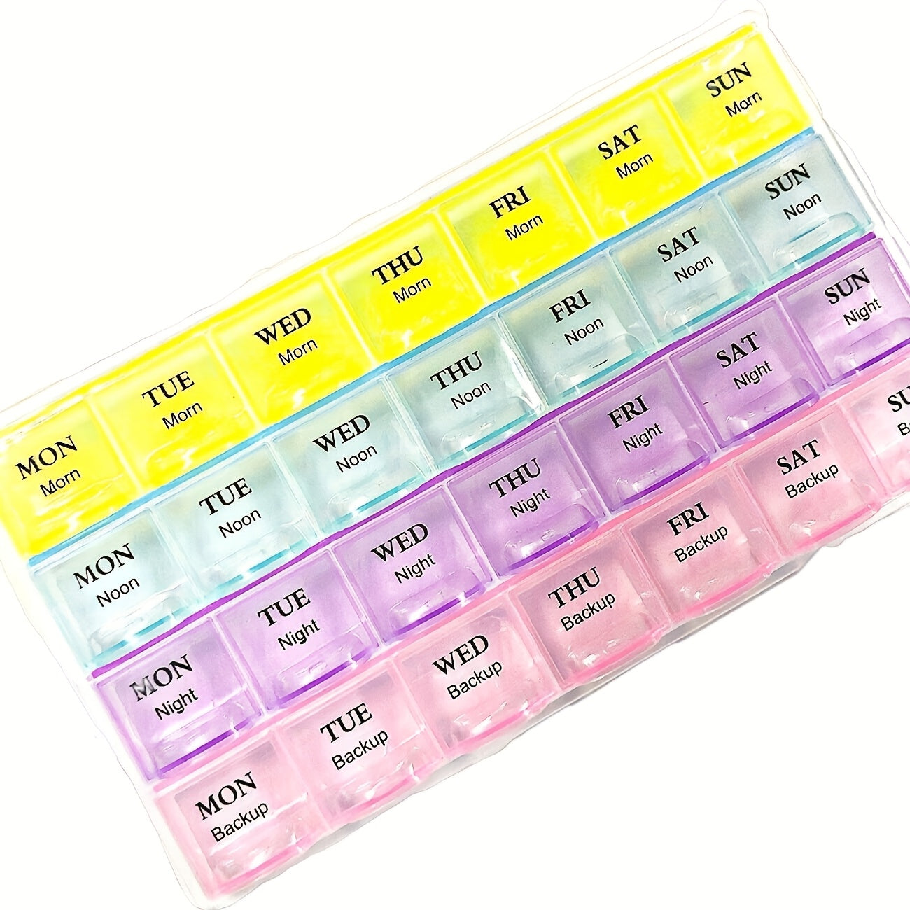 Colorful 28-Compartment Pill Organizer - Portable, Large Capacity Health Care Box, Durable Plastic, Easy-to-Use with Day & Time Labels, 0.98x4.72 inches - Perfect for Daily Medication Management, Pill Box