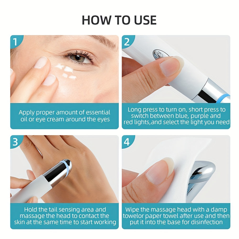 Eye & Face Massage Tool Wand Pen, Eye Wand Heated Warm, Vibration, Firm Tone, Eye Fatigue, Puffy Eyes Dark Circles Eye Bags, Skin Care Tool For Eyes, Beauty Products Absorption