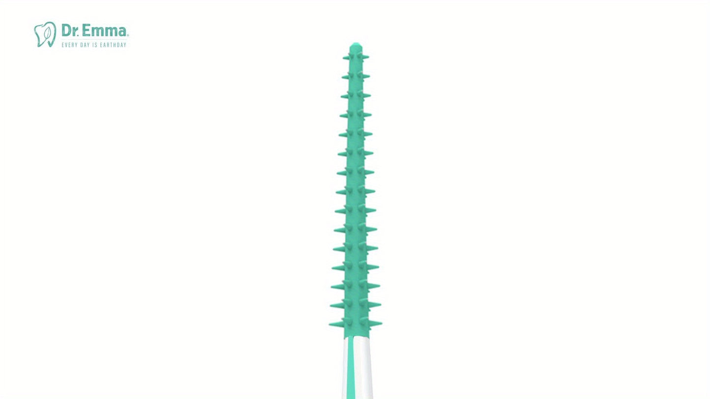100pcs/Pack Soft Rubberized Dental Picks Mint Brush Picks, Floss Interdental Brush Cleaners, Single Oral Health Interspace Brush, Stubborn Stains Removal, Orthodontic Dental Toothbrush Braces Cleaning Toothbrush travel must h