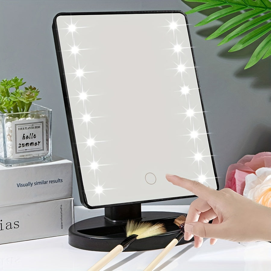 1pc 16LED Makeup Mirror Light, LED Touch Adjustable Light 3 Light Modes with Lighted Dressing Mirror, Portable Dormitory Bedroom Desktop Makeup Mirror Light