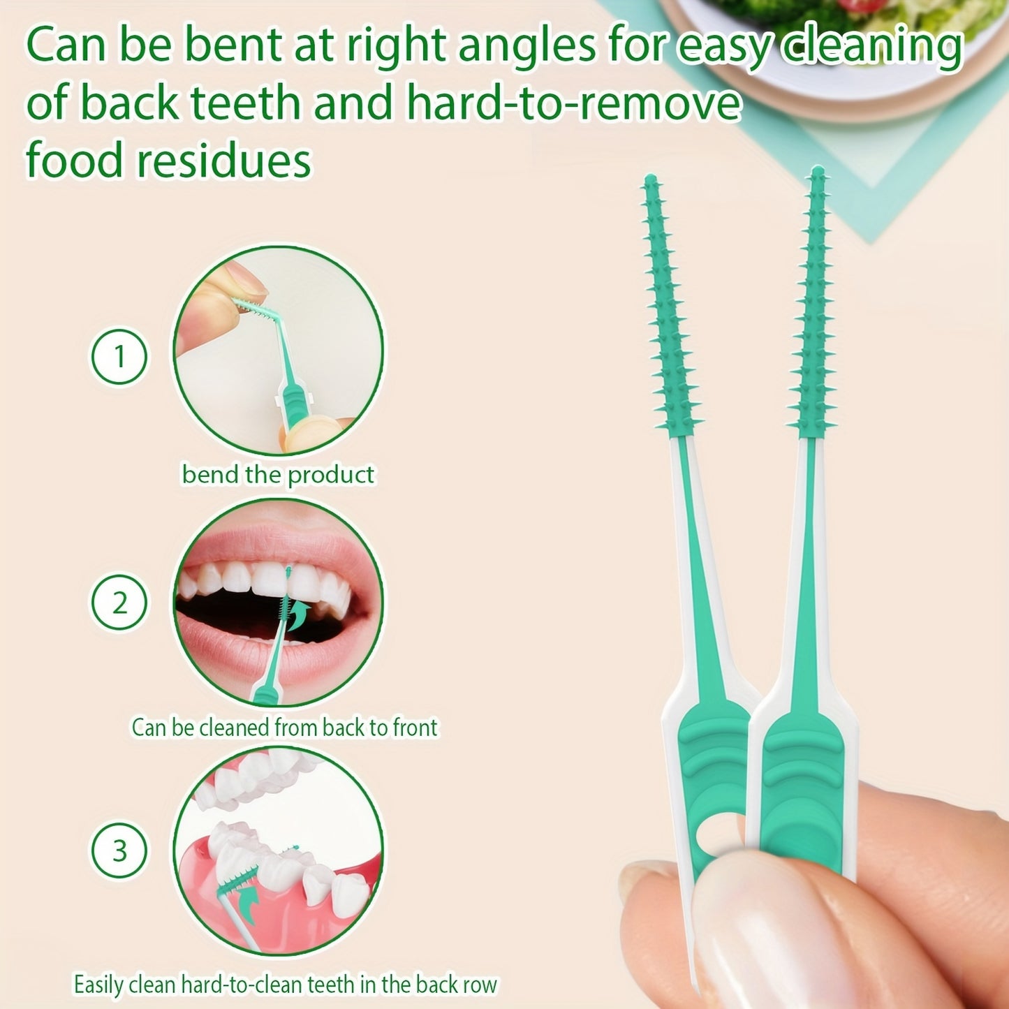 100pcs/Pack Soft Rubberized Dental Picks Mint Brush Picks, Floss Interdental Brush Cleaners, Single Oral Health Interspace Brush, Stubborn Stains Removal, Orthodontic Dental Toothbrush Braces Cleaning Toothbrush travel must h