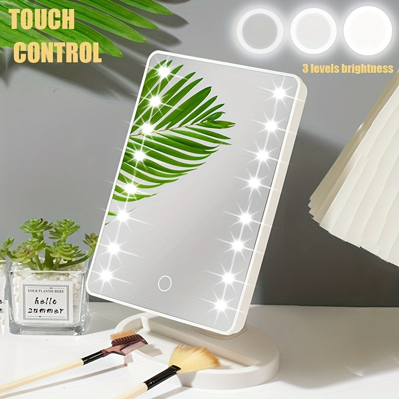 1pc 16LED Makeup Mirror Light, LED Touch Adjustable Light 3 Light Modes with Lighted Dressing Mirror, Portable Dormitory Bedroom Desktop Makeup Mirror Light
