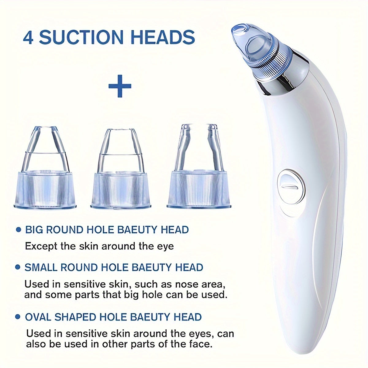Cleansing Blackheads Beauty Meter, Powerful Portable Facial Pore Cleaner with 4 Probes, Cleansing Blackhead in Gentle and Safe Way without Squeezing Pain for Women and Men. Your Personal Professional Beautician.