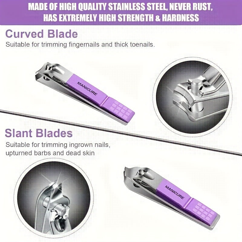 16-Piece Deluxe Stainless Steel Nail Care Set - Professional-Grade Manicure & Pedicure Tools with Straight Edge Clipper, Nail File, Ear Pick, Scissors, and Travel Case - Perfect for Beauty Enthusiasts and On-The-Go Grooming