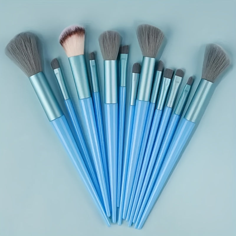 13-Piece Makeup Brush Set, Soft Fluffy Synthetic Bristles, For Foundation, Powder, Eyeshadow, Kabuki & Cosmetic Blending, Includes Beauty Sponge