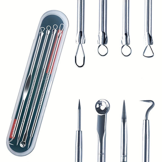 [Blackhead Remover] 4pcs/set Blackhead Needle | Black Spot Pimple Blemish Remover Light Beige Care Women Beauty Pore Cleanser Needle Hook