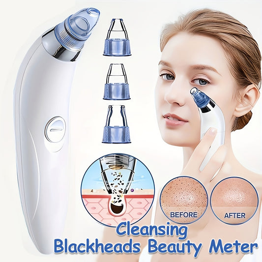 Cleansing Blackheads Beauty Meter, Powerful Portable Facial Pore Cleaner with 4 Probes, Cleansing Blackhead in Gentle and Safe Way without Squeezing Pain for Women and Men. Your Personal Professional Beautician.