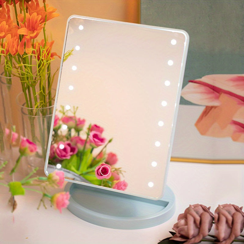 1pc 16LED Makeup Mirror Light, LED Touch Adjustable Light 3 Light Modes with Lighted Dressing Mirror, Portable Dormitory Bedroom Desktop Makeup Mirror Light