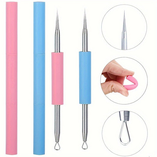 Double-Ended Silicone Needle Tool for Picking & Removing Blackheads - Gentle on Light Beige, Fragrance-Free, All Light Beige Types, Ergonomic Design for Easy & Safe Removal, Skincare Accessory, Sleek Beauty Tool, Durable Skin